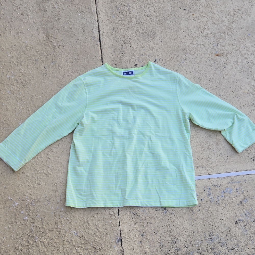 Stylish Mint Striped Long Sleeve Tee #AS1